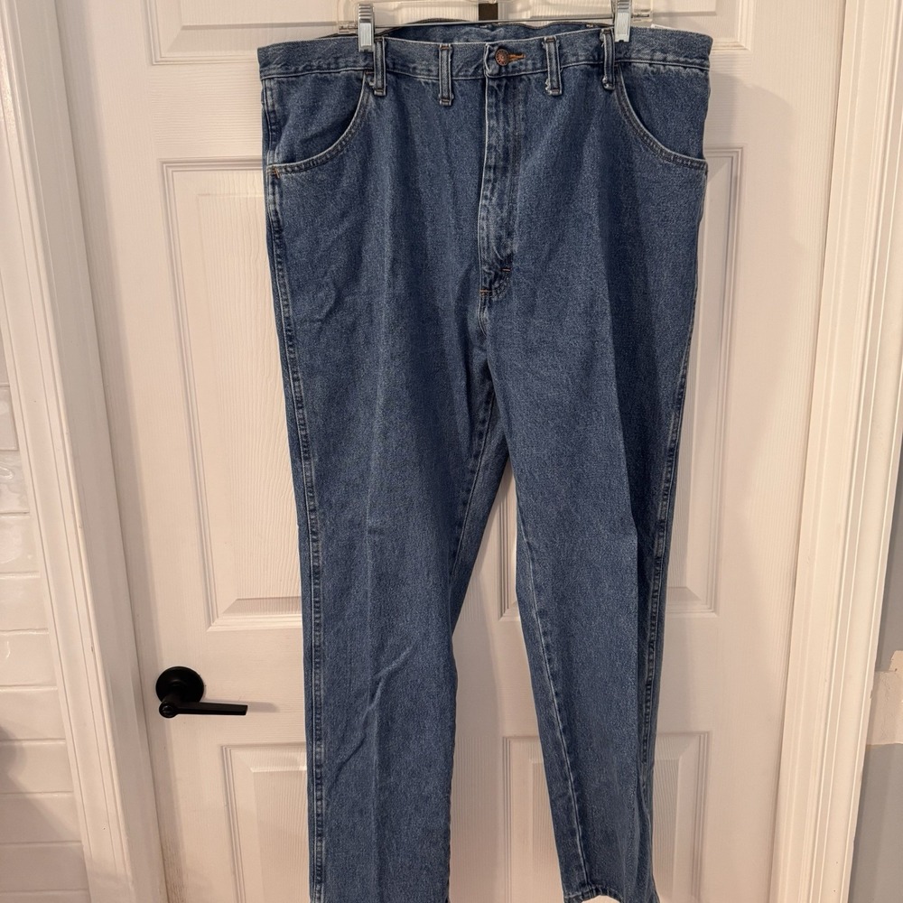 Rustler Men Straight Fit Jeans‎ Medium Wash Sz 44x32 Actual 40x31 Cotton Western